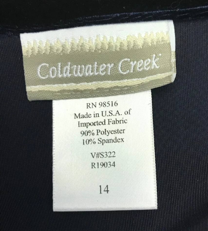 Chaqueta túnica Coldwater Creek talla 14 terciopelo negra 2 botones elástica Foto 2 de 4