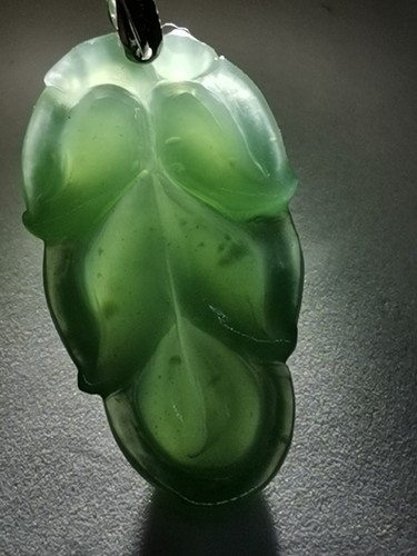 Icy Ice Green 100% Burma Jadeite Jade Leaf Pendant # Type A Jadeite # - Picture 14 of 15