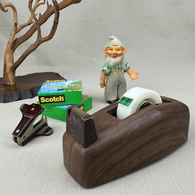 Executive Tape Dispenser Vintage 1960s 3M Scotch Model C-21 Faux Wood Grain