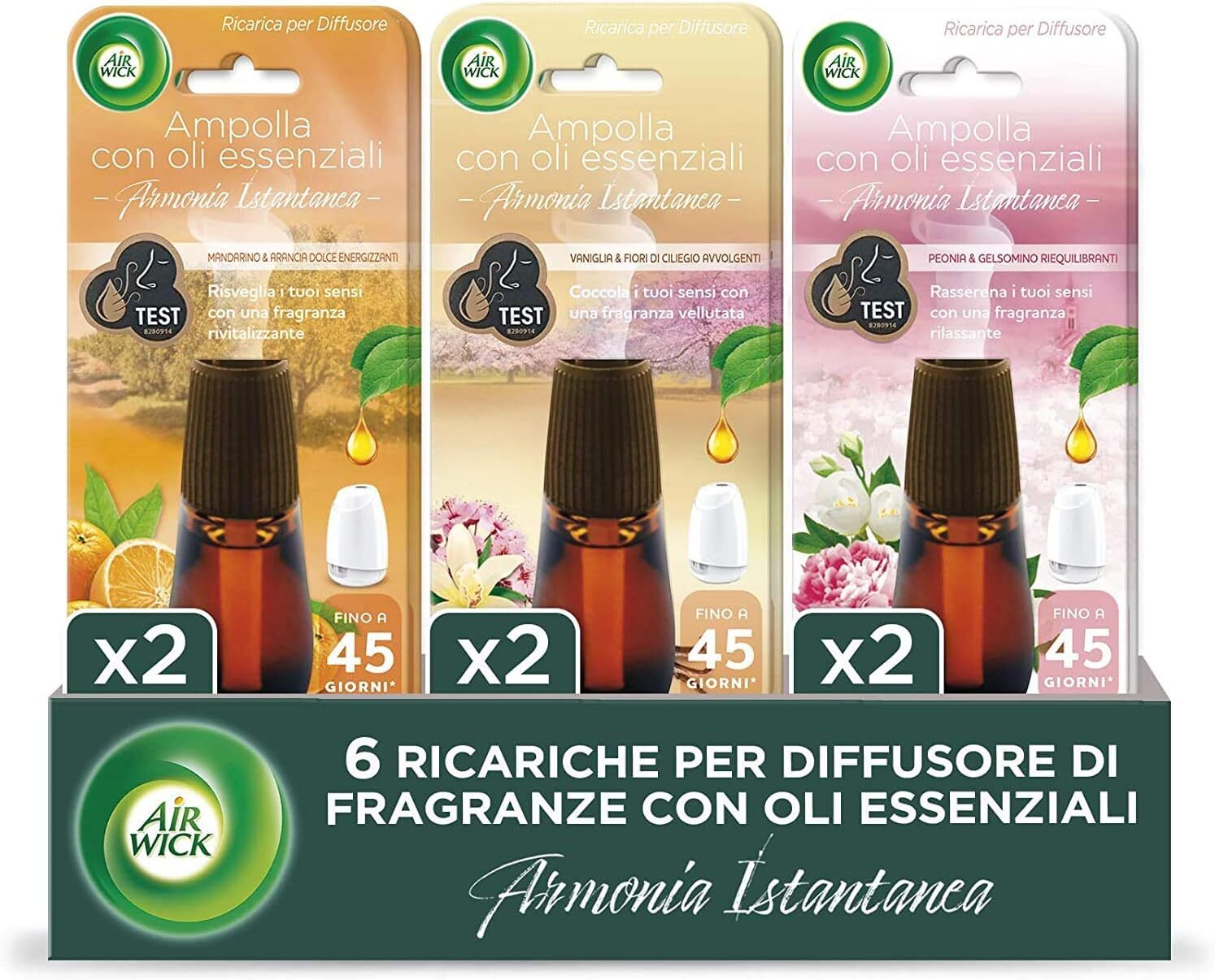 Airwick Ricariche Per Diffusore Di Oli Essenziali Armonia Istantanea,...