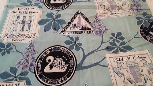 Bon Voyage A Regulated Cotton Fabric Vtg Travel Hotel Logo "Never Misbehaves" - Picture 10 of 13