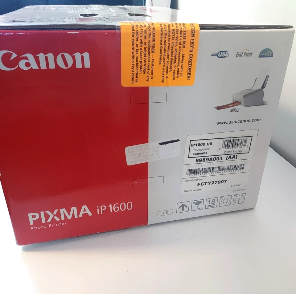 Canon PIXMA iP 1600 DIGITAL PHOTO InkJet Printer (Factory Sealed) NEW - Image 4 of 4