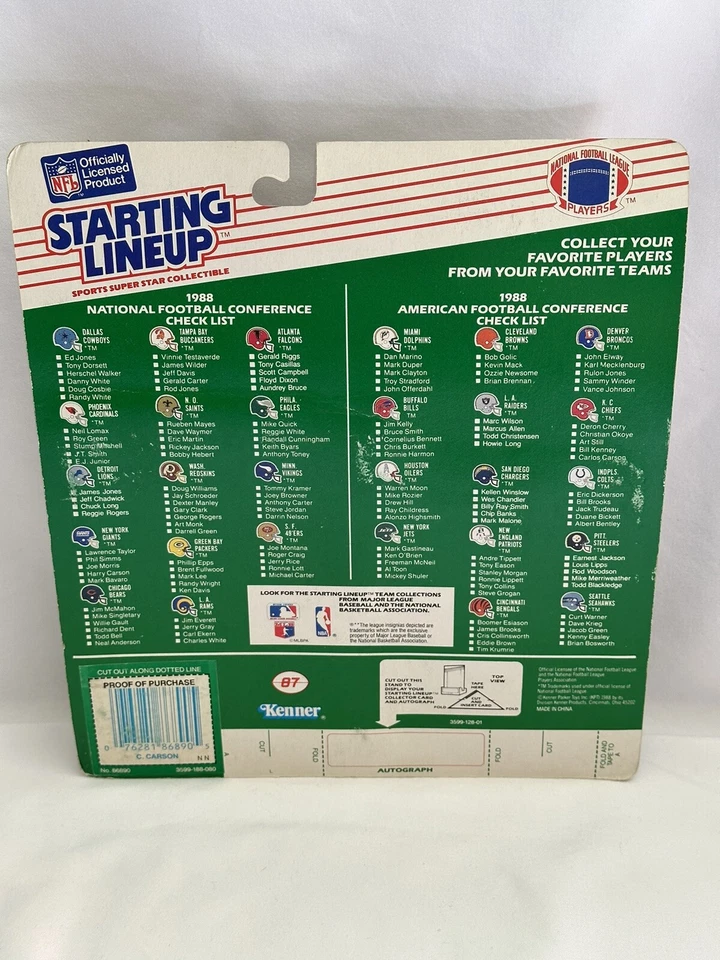 1988 STARTING LINEUP. CARLOS CARSON, KC CHIEFS. VERY RARE REGIONAL RELEASE ONLY! - Image 2 of 4