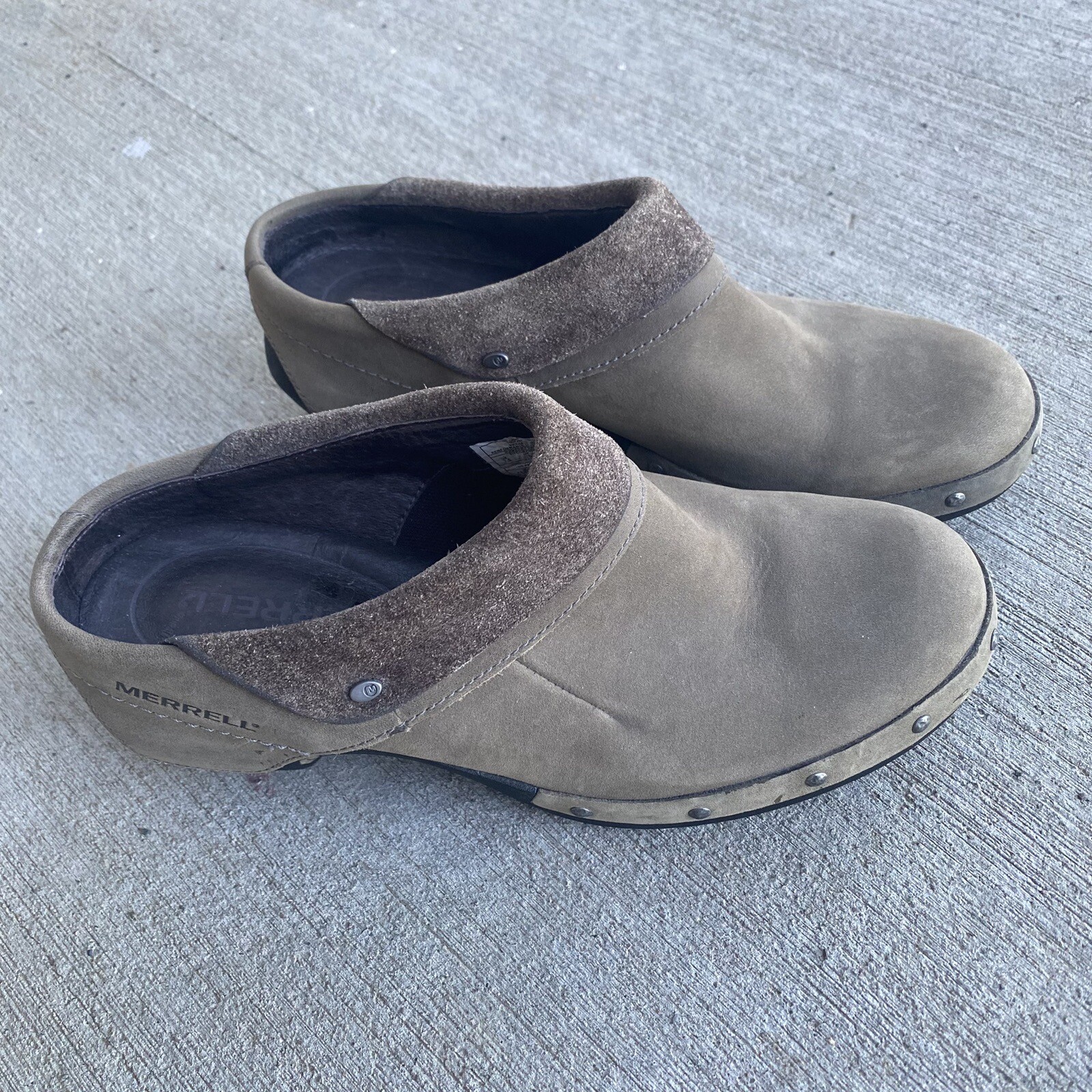 Merrell Shoes scarpa donna 7 5 marrone pelle drizzle slip on mule zoccoli J56086