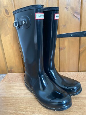 Short Gloss Hunter Wellies Black Gloss Wellies Size Original Big