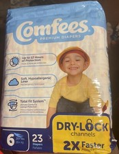 Boys Diapers Sz 6 Comfess Premium 23 New Sealed Soft Hypoallergenic Liner 35 