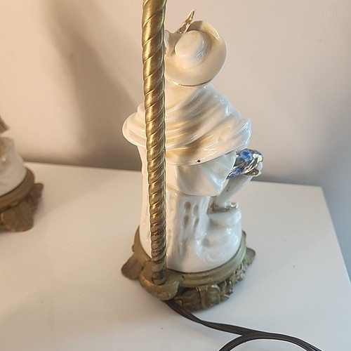Vintage Victorian Porcelain Lady & a Gentleman Lamp w/ Lamp Shade - Picture 24 of 24