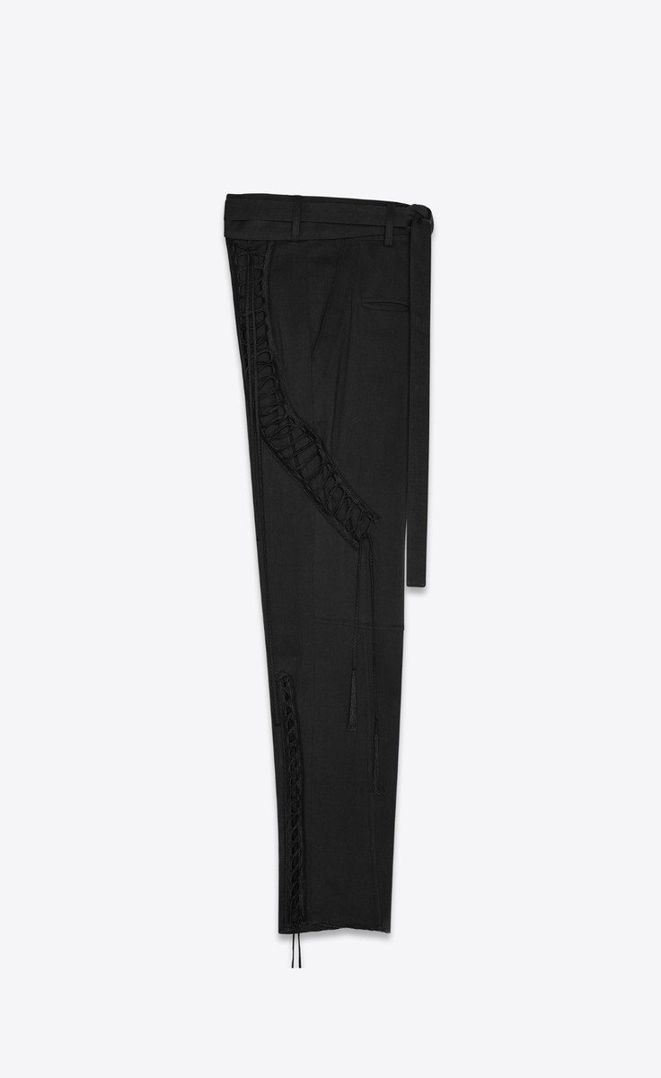 SAINT LAURENT 2590$ Laced Military Pants - Black Gabardine