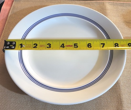 Dansk Cafe Blanc Blue Stripe S/4 Salad/Luncheon Porcelain Dish Set New! - Picture 10 of 11