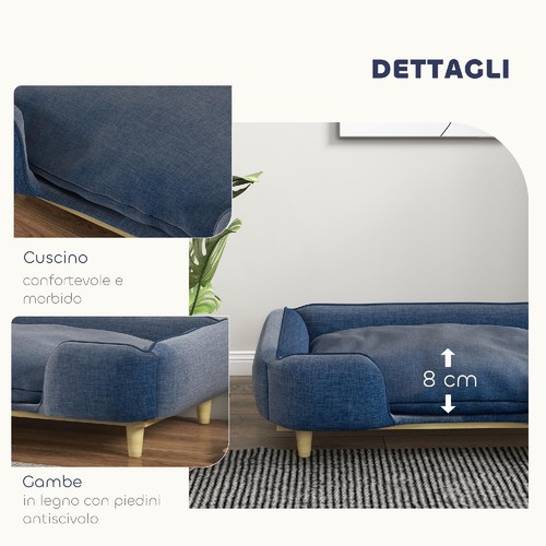 Lettino per Cani Grandi fino 30 kg da Interno 96x66x24 cm Blu AllMyPets - Foto 6 di 9