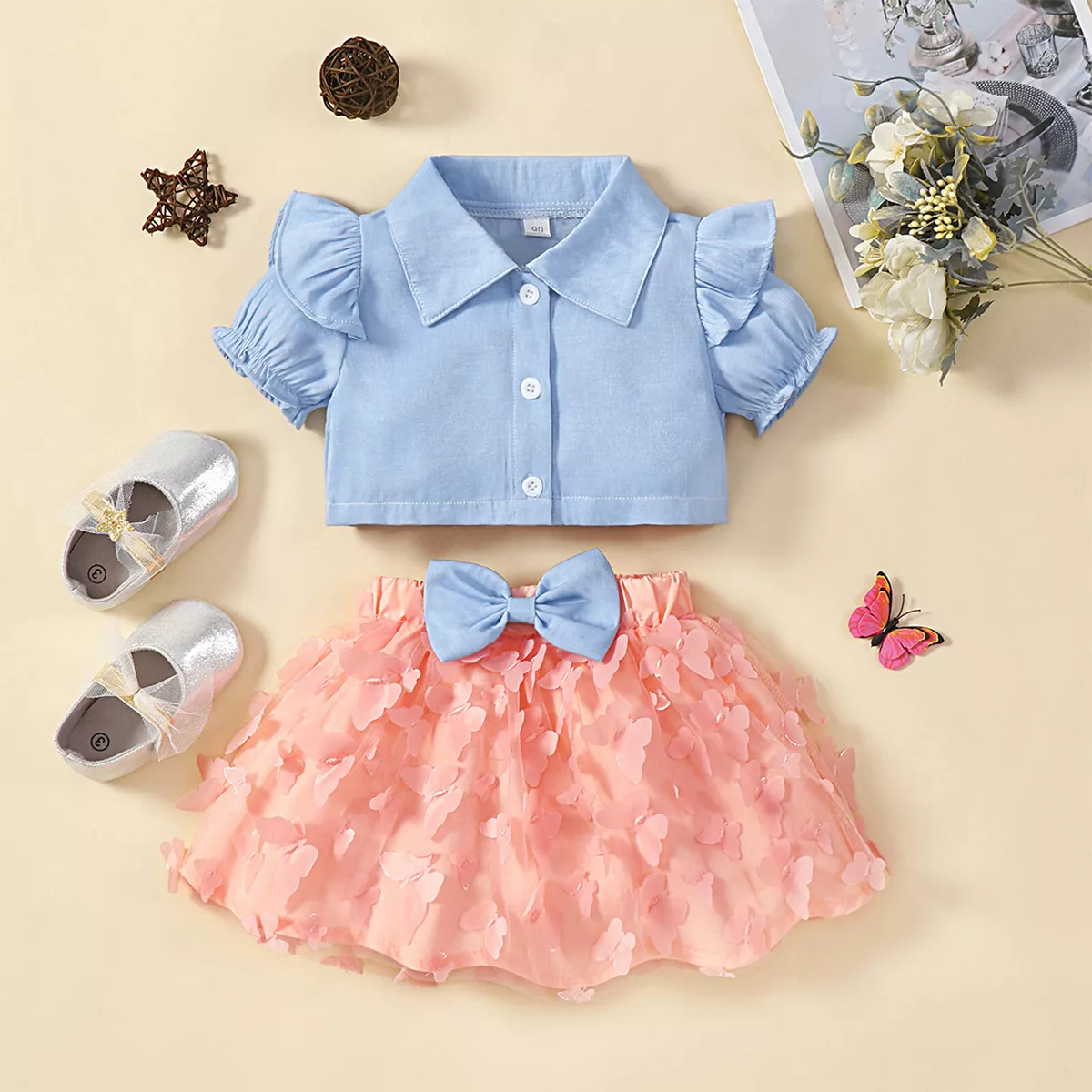 Toddler Baby Girls Summer Clothes Button Tops Shorts Skirts Outfits Sets