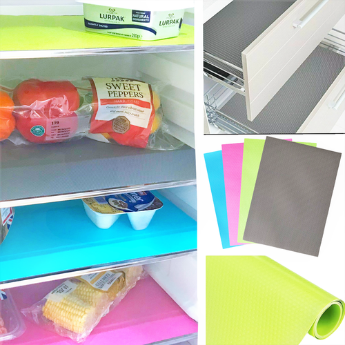 Fridge Drawer Liner 4Pk Washable Mat Pad Waterproof Shelf Grey Pink