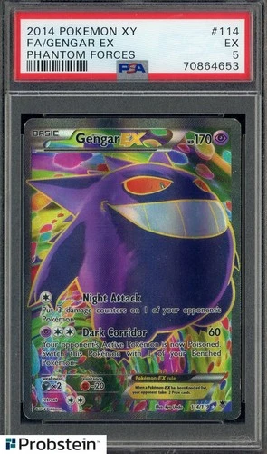 2014 Pokemon XY Phantom Forces #114 FA Gengar ex PSA 5 EX
