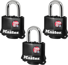 311TRI Keyed Alike Laminated Steel Padlock , 3-Pack , Black