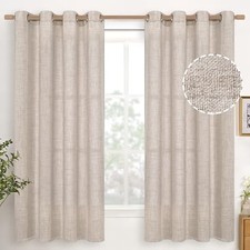 Linen Semi Sheer Curtains 63 Inch Length 2 52"W x 63"L Pack of 2 Natural