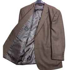 Jos A Bank Mens 48L Brown Glen Plaid 100 Wool 2-Button Sport Coat Blazer Jacket