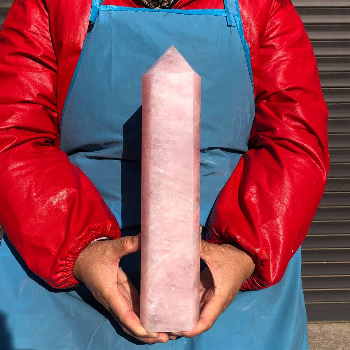 5.47LB Natural rose quartz obelisk pink crystal tower point healing decor
