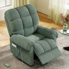 Plush Electric Recliner Chair Cloud Soft Overstuffed Sofa USB Port Tool-Free Set