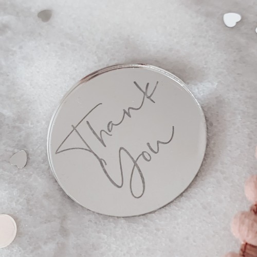 Thank You Mirror Cake Charm, Cupcake Topper or Gift Tag - Picture 2 of 5