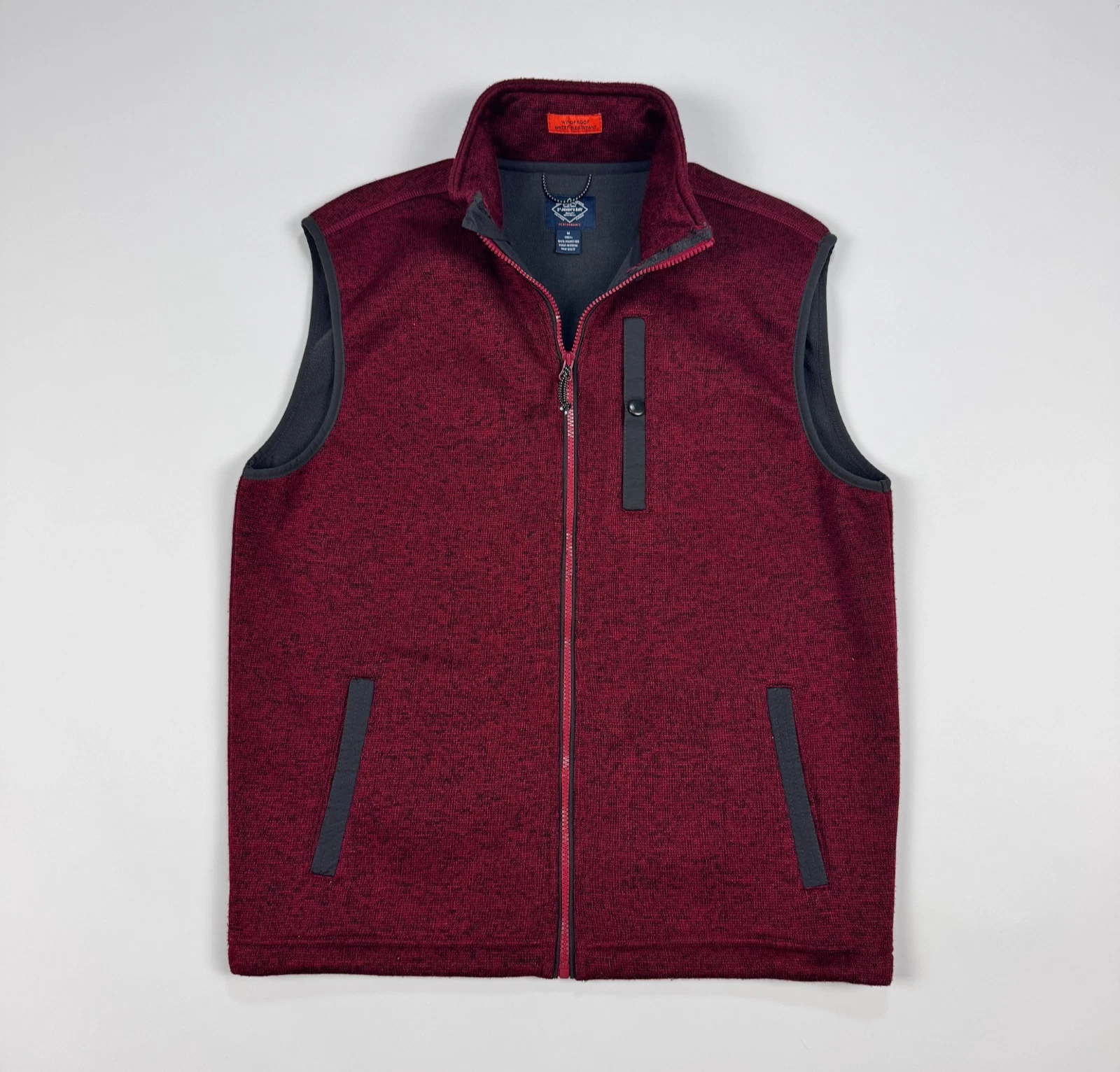 Windproof Water Resistant Fleece Vest Mens M St. John’s Bay Burgundy