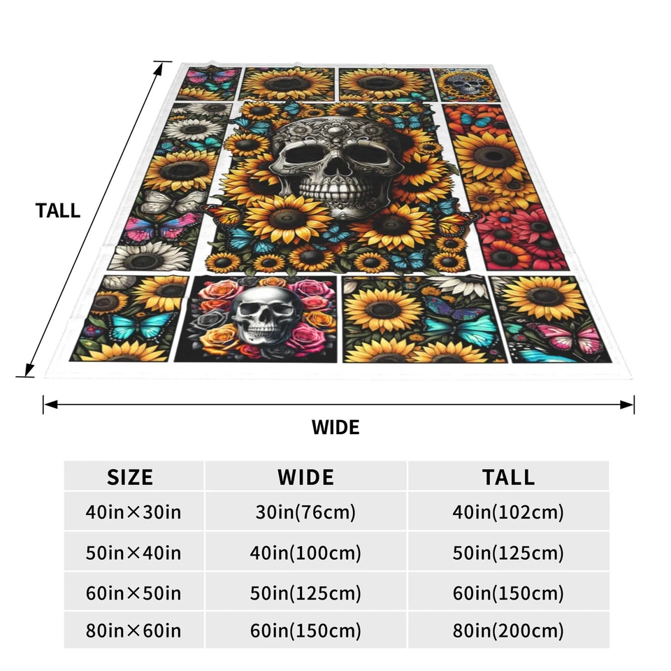 Horror Calavera Manta Regalos para Niños Adultos Suave Cálida Ligera Acogedora Blanca a... Foto 4 de 4