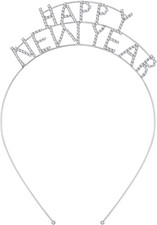 Happy New Year Headband Crystal Sparkly New Years Eve Tiara Holiday Nye Crown Ha