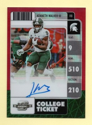 2022 Panini Optic Contenders COLLEGE TICKET RED Kenneth Walker III #/25 RC AUTO