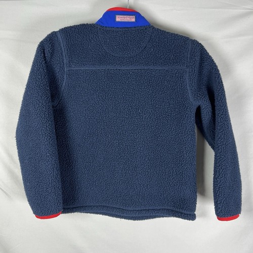 Vineyard Vines Boys Size 7 Kid Sherpa 1/4 Zip Jacket Pullover Fleece Colorblock - Picture 2 of 6
