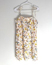 NWT Old Navy Floral Multicolor Fit Flare Tie-Strap Linen Blend Dress Size Large