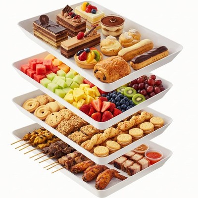 4-Pack Serving Tray, Serving Platter for Parties, Entertaining, Camping & Foo...