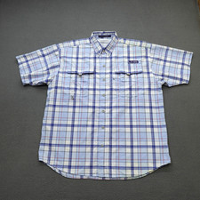 Columbia PFG Super Bahama Shirt Mens Size Medium Plaid Short Sleeve Omni Shade