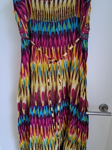 Joanna Hope Maxi Dress UK22 Beaded Embellished Tie Dye Multicoloured Cotton - Picture 15 of 22