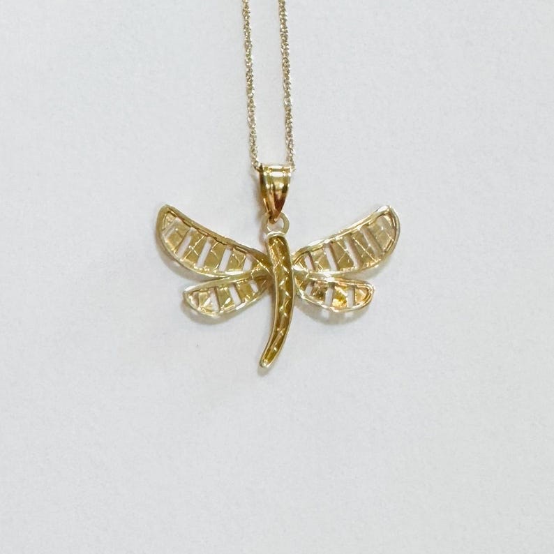 Solid 10k Yellow Gold Unique Dragonfly Insect Pen… - image 4