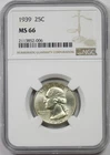 1939 25C NGC MS 66 Washington Silver Quarter