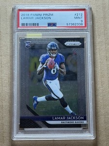 LAMAR JACKSON 2018 Panini Prizm Rookie #212 PSA 9 RC RAVENS