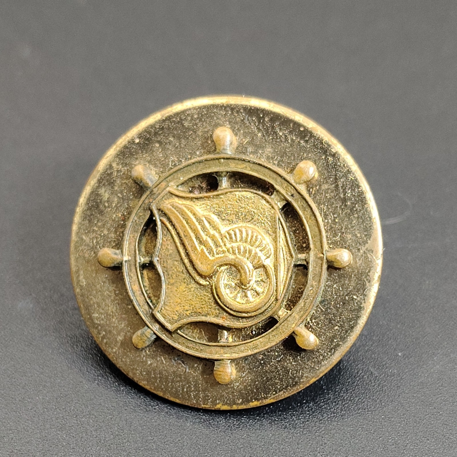 vintage U.S. Army Transportation Corps collar lapel pin badge winged ship wheel
