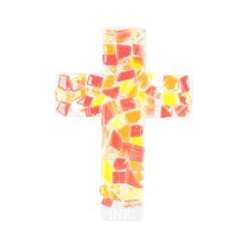 Glaskreuz Orange INRI 25cm Fusing Glas Unikat Handarbeit Wandkreuz Kreuz