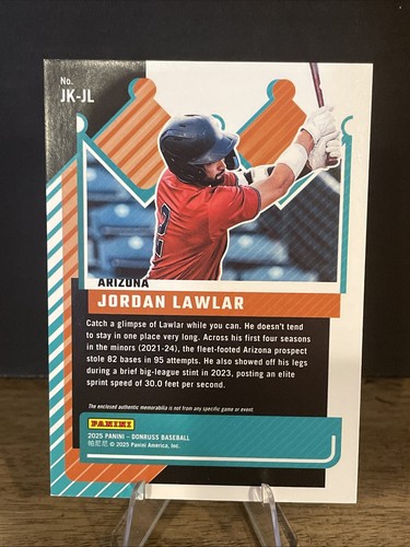 2025 Donruss Jersey Kings Relic Jordan Lawlar #JK-JL Orange Ice Parallel DBacks - Picture 2 of 2