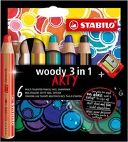 Buntstift, Wasserfarbe & Wachsmalkreide - Stabilo Woody 3 In 1 - Arty - 6Er Pack