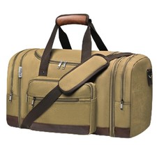 50L Expandable Canvas Duffle Bag Weekender Travel Carry On Gym Khaki