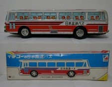 Ichiko High Speed Bus Tinplate Friction Toy Car with Box 48cm Vintage Rare