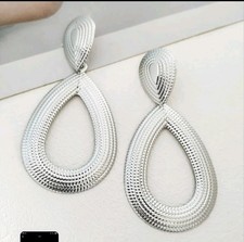 Silver Large  Hoop Drop Dangle Statement  Earrings Fashion Jewellery 