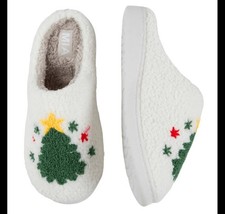 MIA Cozi Plush Slippers Size 9 Christmas Tree Holiday Design New NWT House Shoes