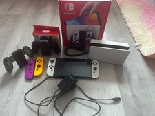 Nintendo Switch White OLED  Console - Complete in Box with extra joycons/SD card