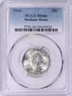 1934 Washington Quarter Medium Motto PCGS MS66