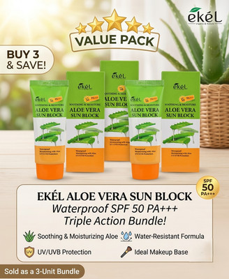 EKEL Aloe Vera Soothing Moisture Sun Block SPF50 PA+++ 70ml x3 Korean Sunscreen