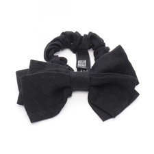 CHANEL COCO Mark Ribbon chouchou Scrunchie hair tie silk Black Used Women
