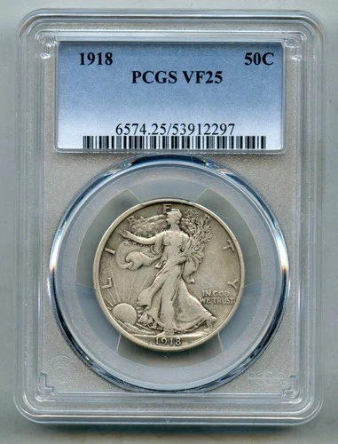 1918 Liberty Walking Silver Half Dollar PCGS VF 25