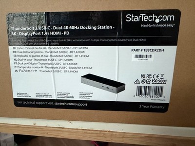 StarTech TB3CDK2DH Thunderbolt 3 Dock w/USB-C Host Compatibility - Dual 4K 60Hz
