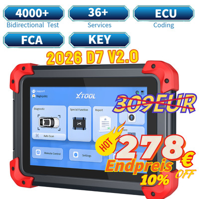 XTOOL OBD2 Diagnosegerät NEU D7 V2.0 Bidirektionaler KFZ Auslesegerät ECU Coding